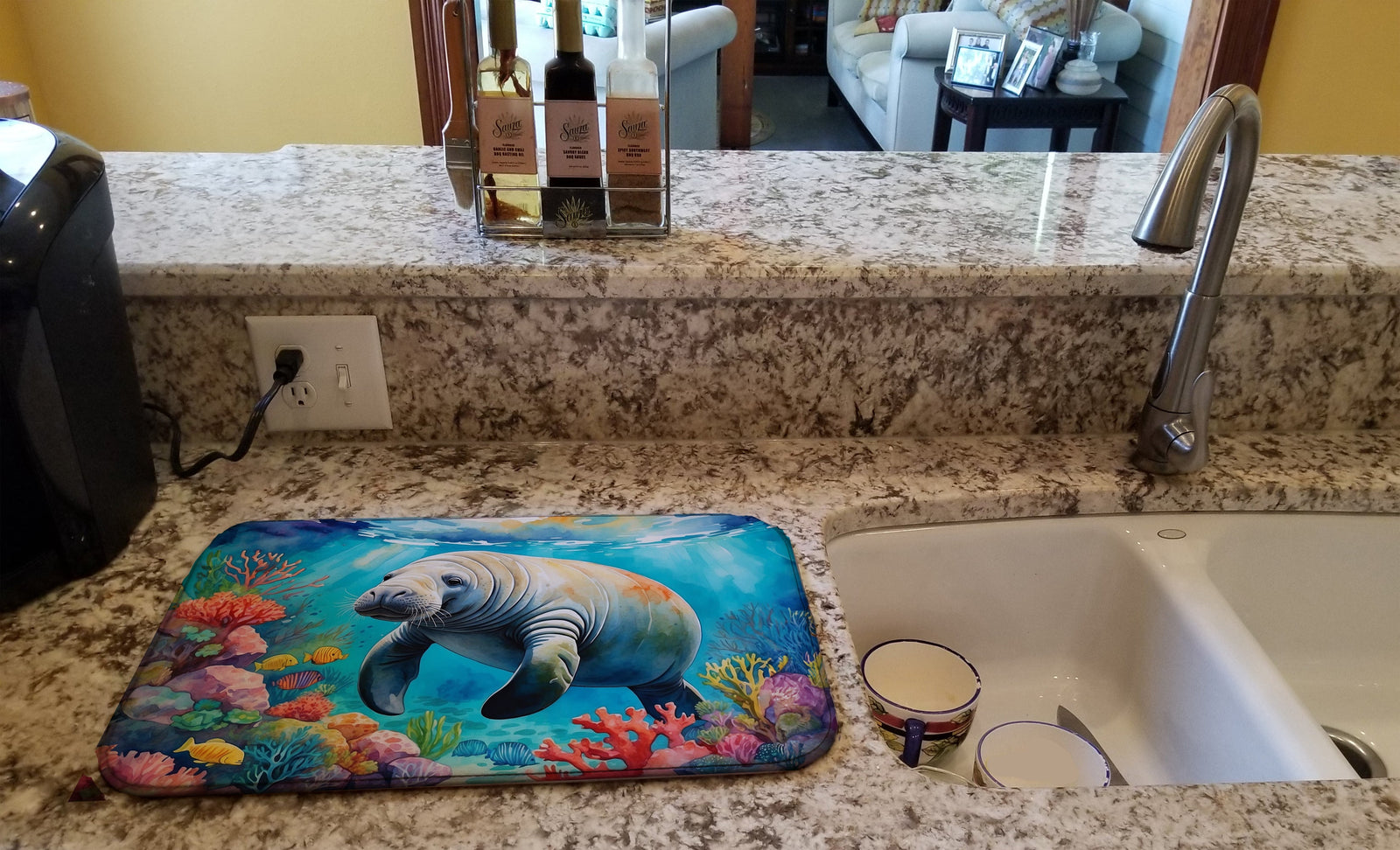Caroline's Treasures Manatee and Coral Reefs Dish Drying Mat