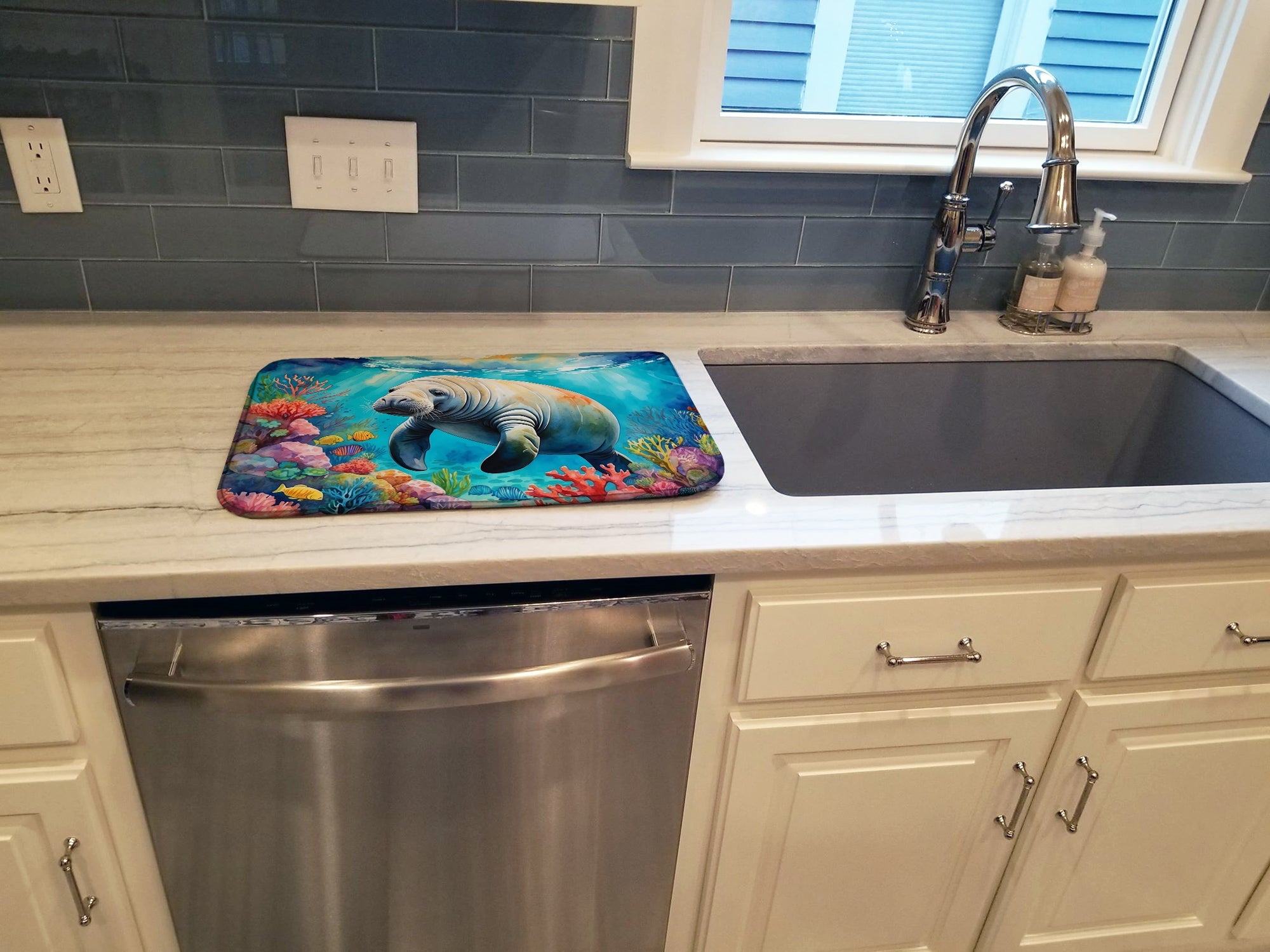 Caroline's Treasures Manatee and Coral Reefs Dish Drying Mat
