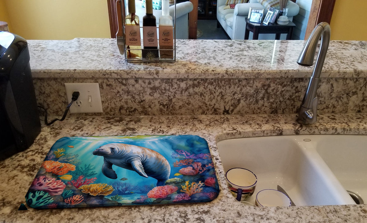 Caroline's Treasures Manatee and Coral Reefs Dish Drying Mat