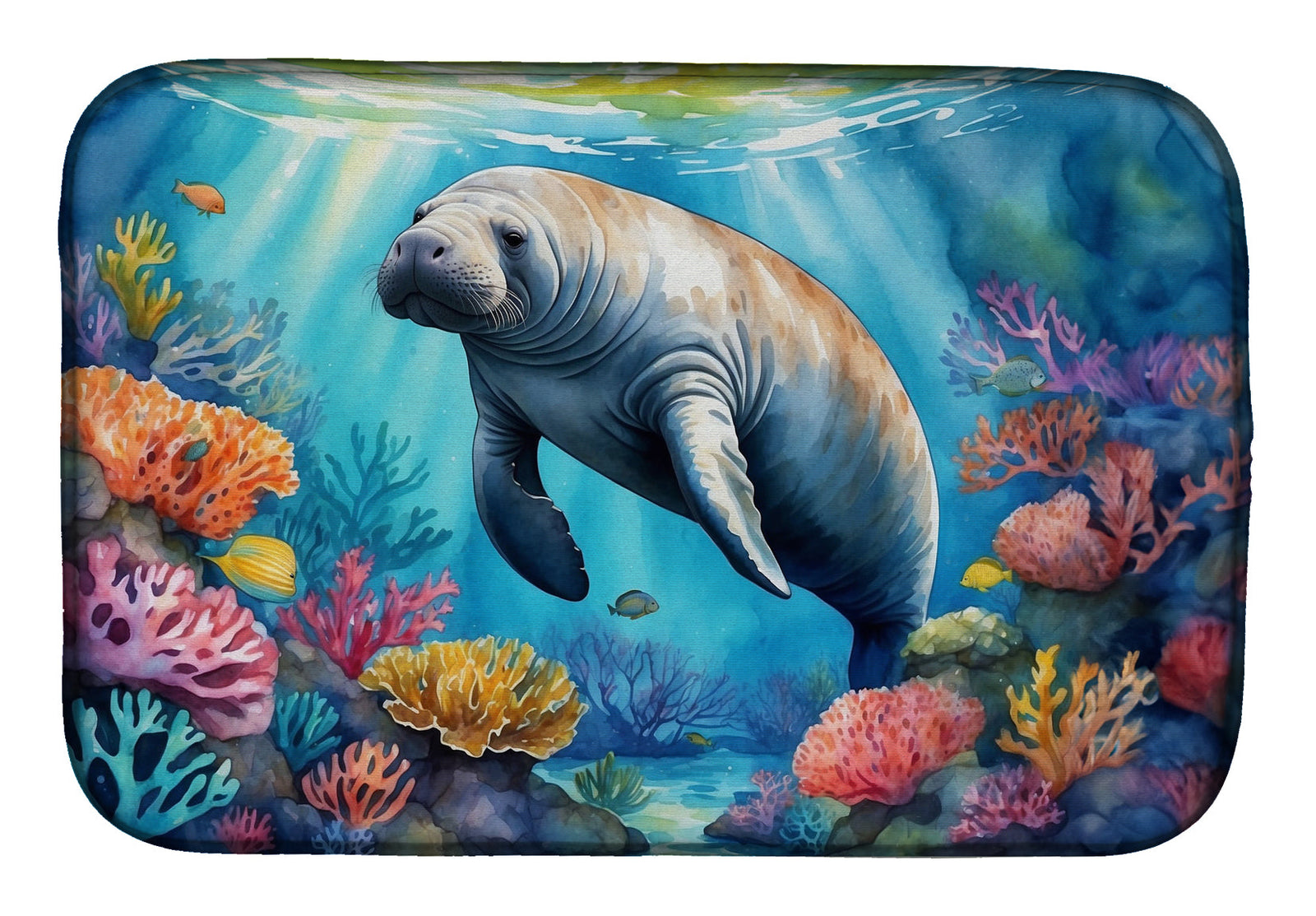 Caroline's Treasures Manatee and Coral Reefs Dish Drying Mat