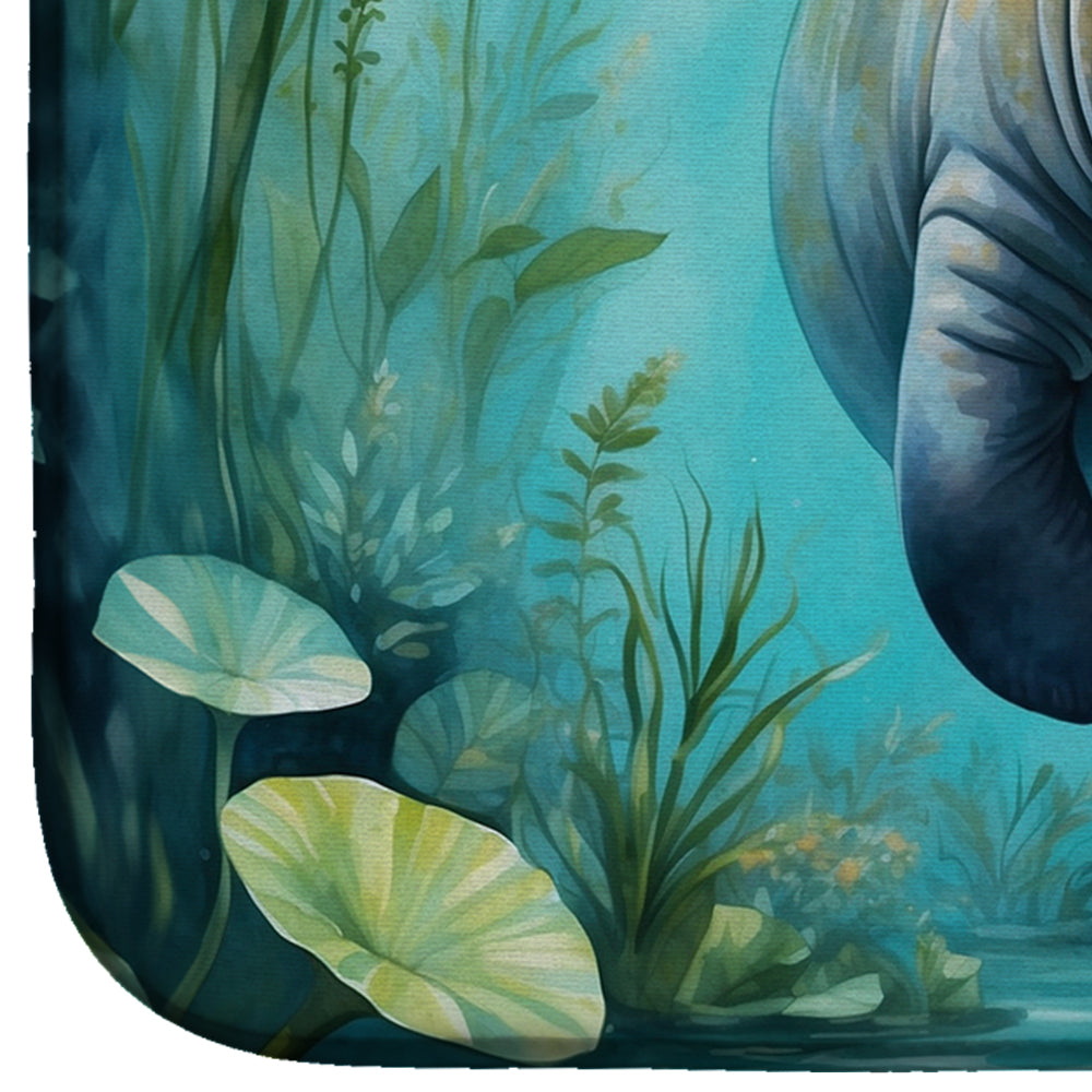 Caroline's Treasures Manatee in a Crystal-Clear Spring Dish Drying Mat