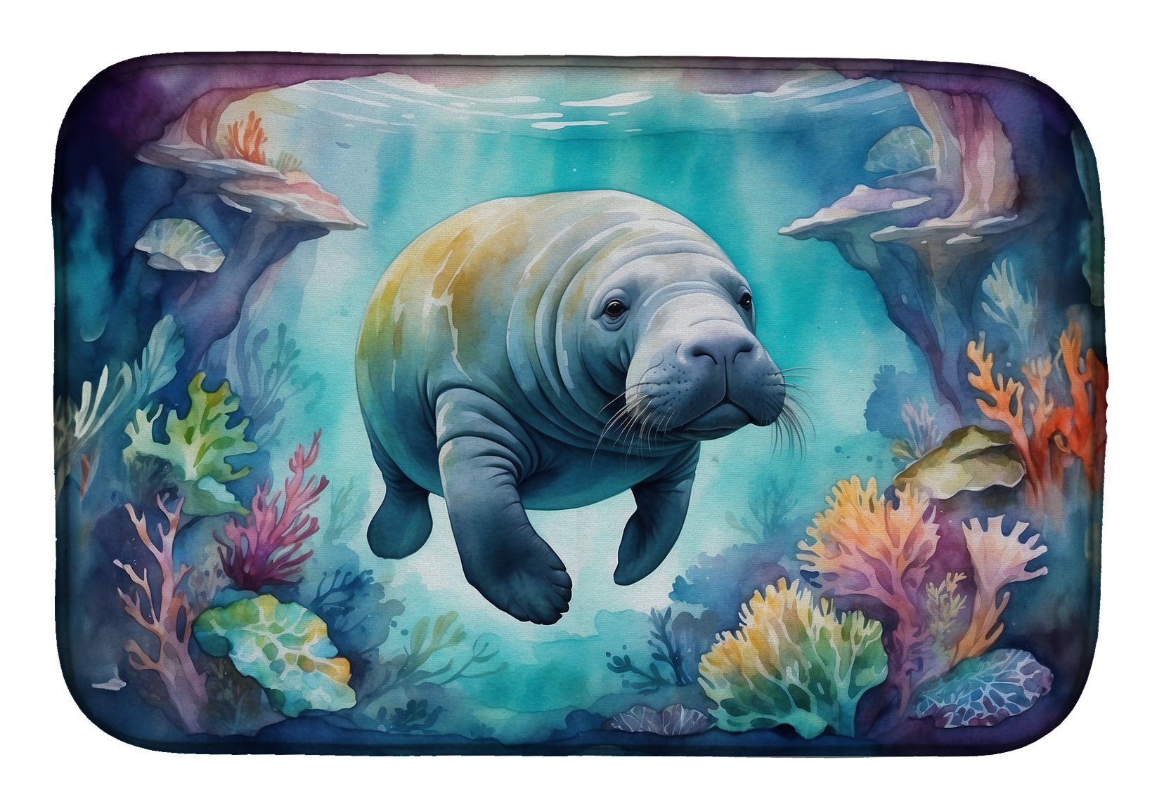 Caroline's Treasures Manatee in a Dreamscape Dish Drying Mat