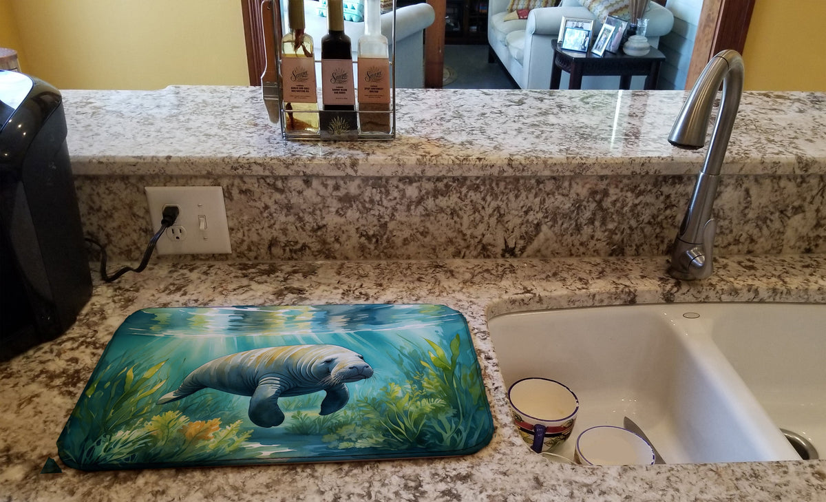 Caroline's Treasures Manatee in a Seagrass Bed Dish Drying Mat