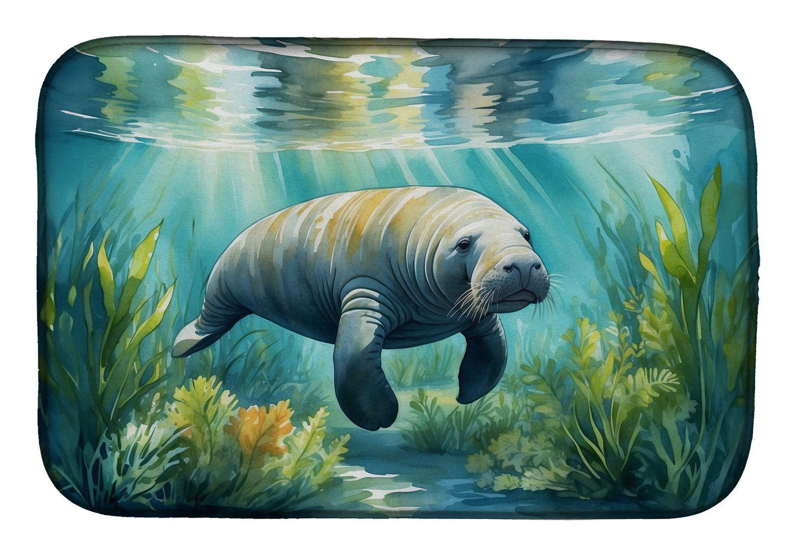 Caroline's Treasures Manatee in a Seagrass Bed Dish Drying Mat