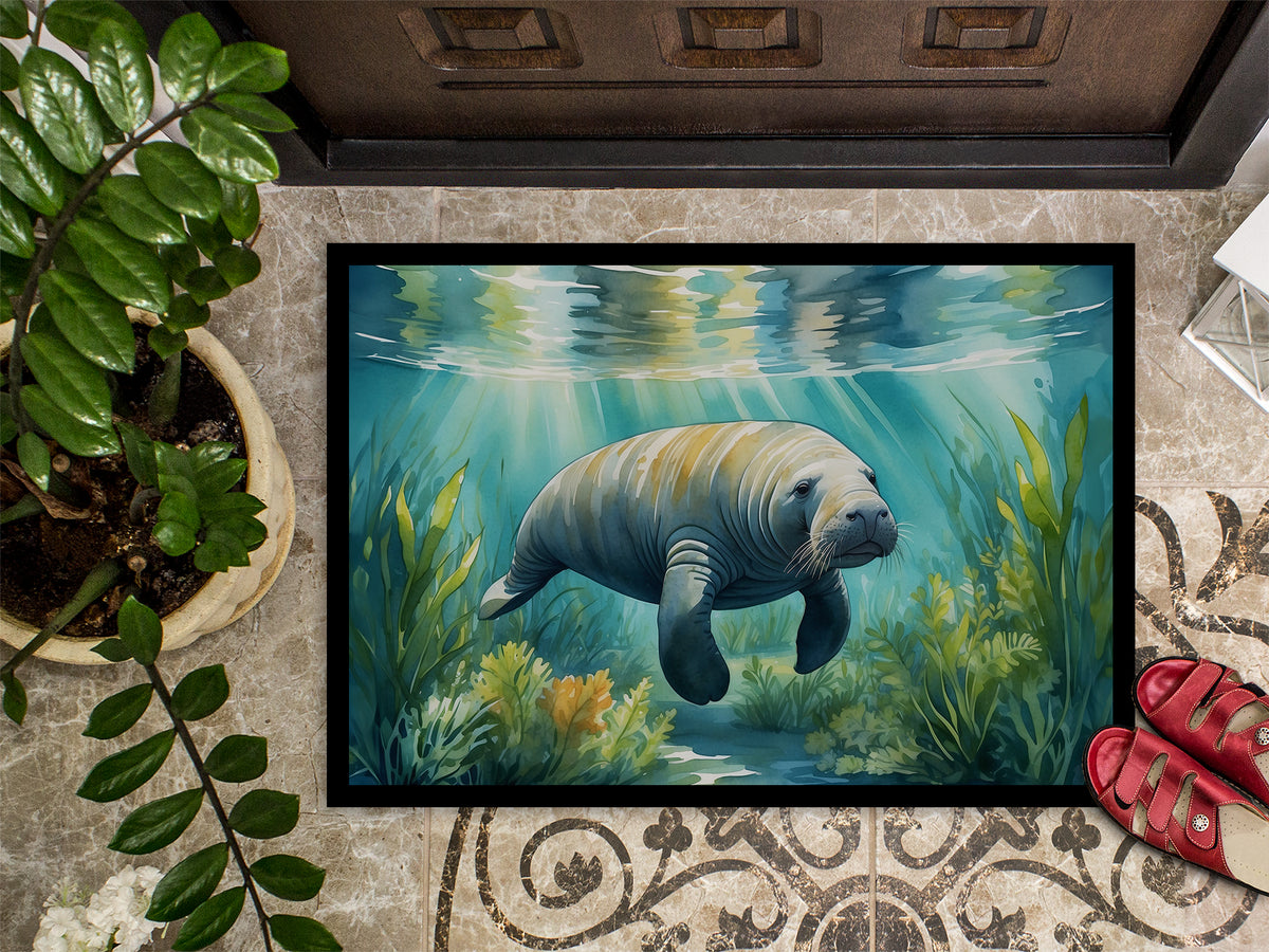 Caroline's Treasures Manatee in a Seagrass Bed Doormat-24x36 Indoor / Outdoor Rug | Made in USA