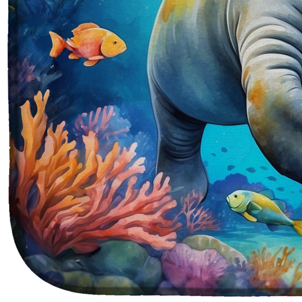 Caroline's Treasures Summer Manatee Dish Drying Mat