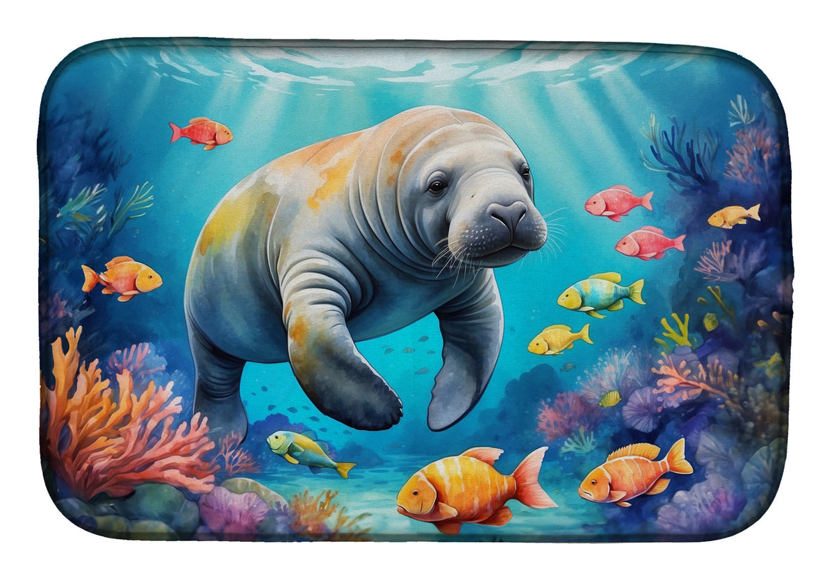 Caroline's Treasures Summer Manatee Dish Drying Mat