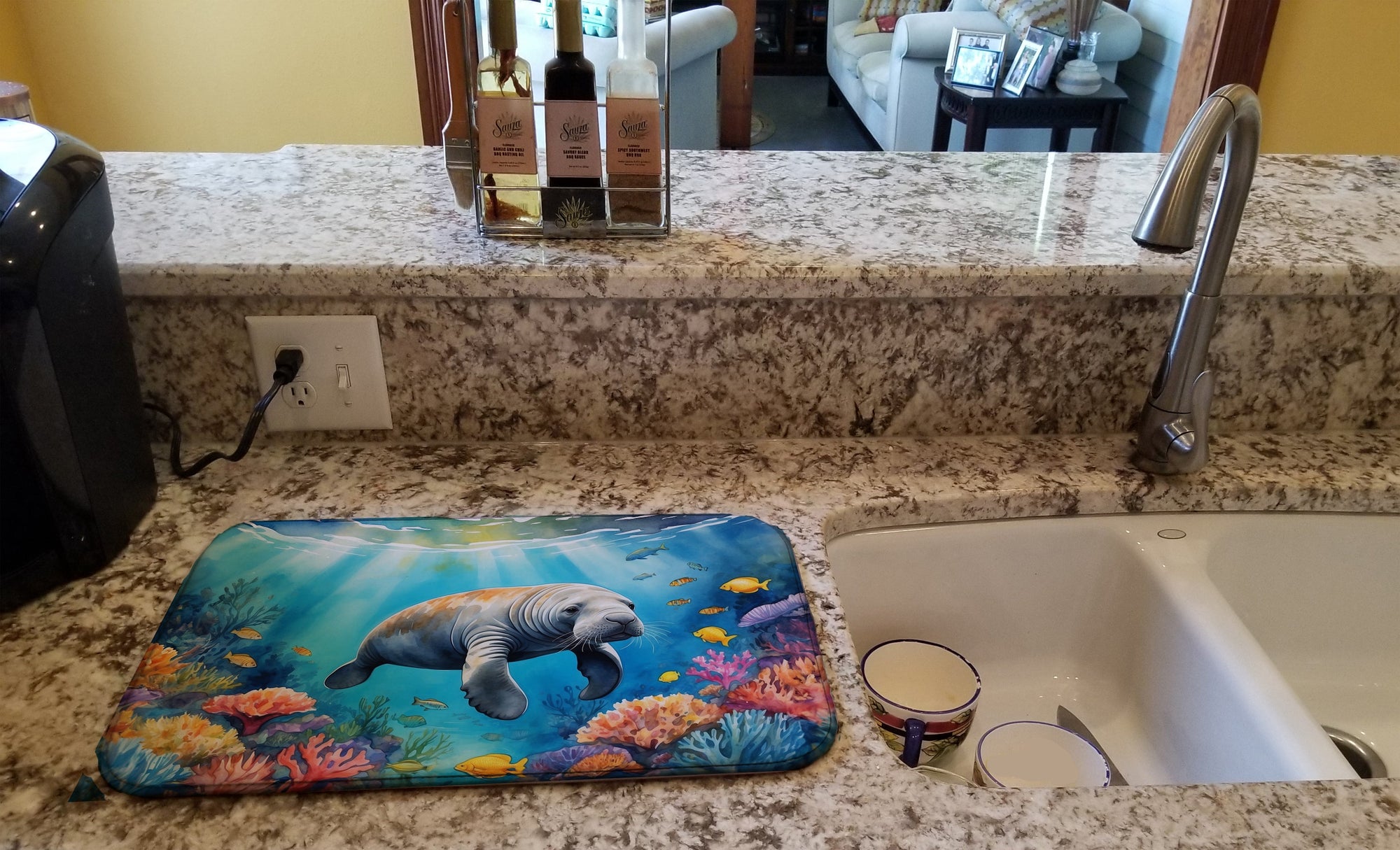 Caroline's Treasures Summer Manatee Dish Drying Mat