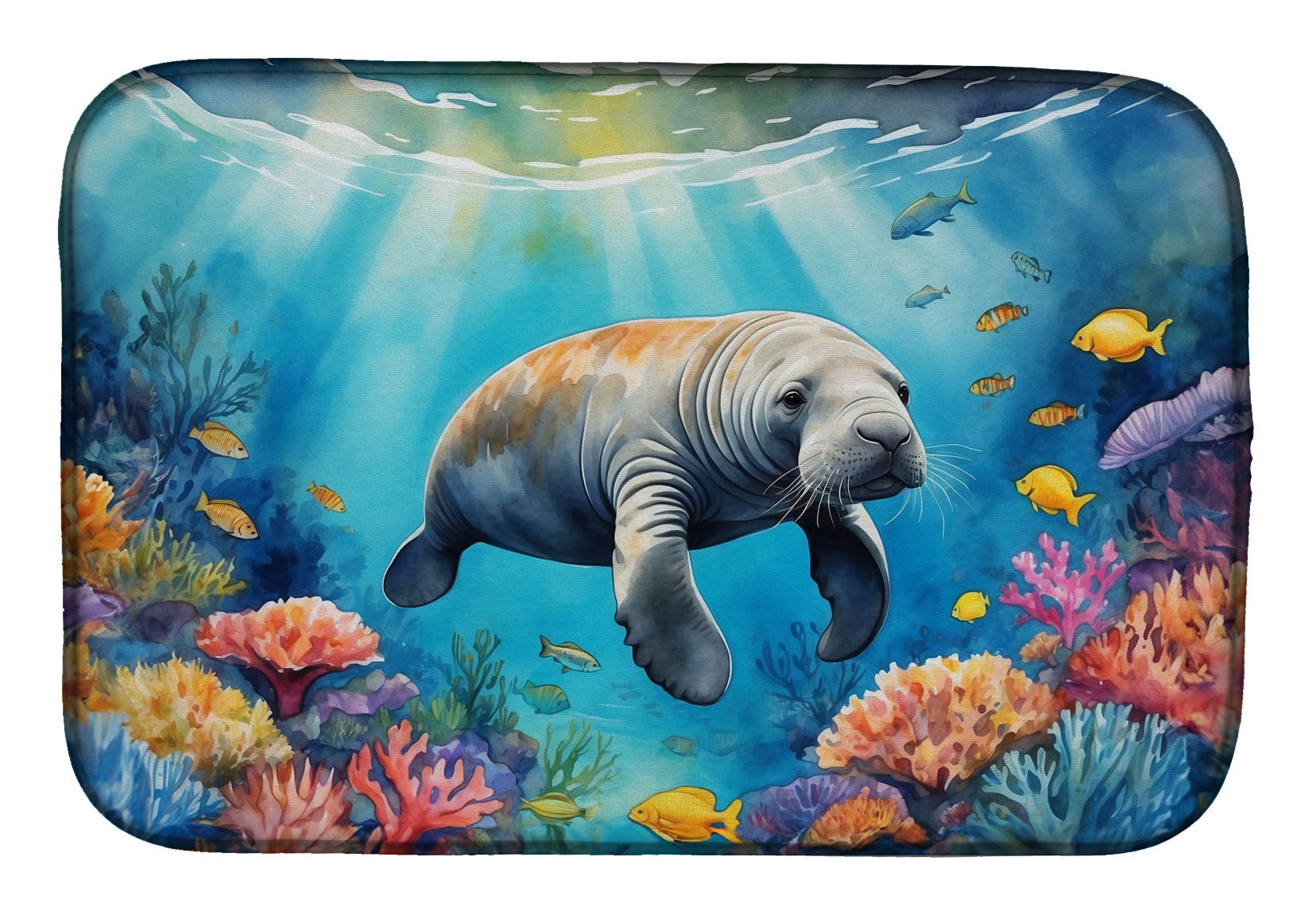 Caroline's Treasures Summer Manatee Dish Drying Mat