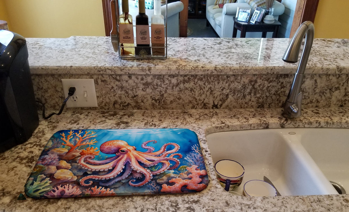 Caroline's Treasures Octopus Among Coral Dish Drying Mat