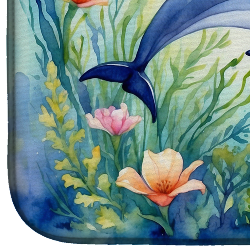 Caroline's Treasures Spring Dolphin Dish Drying Mat