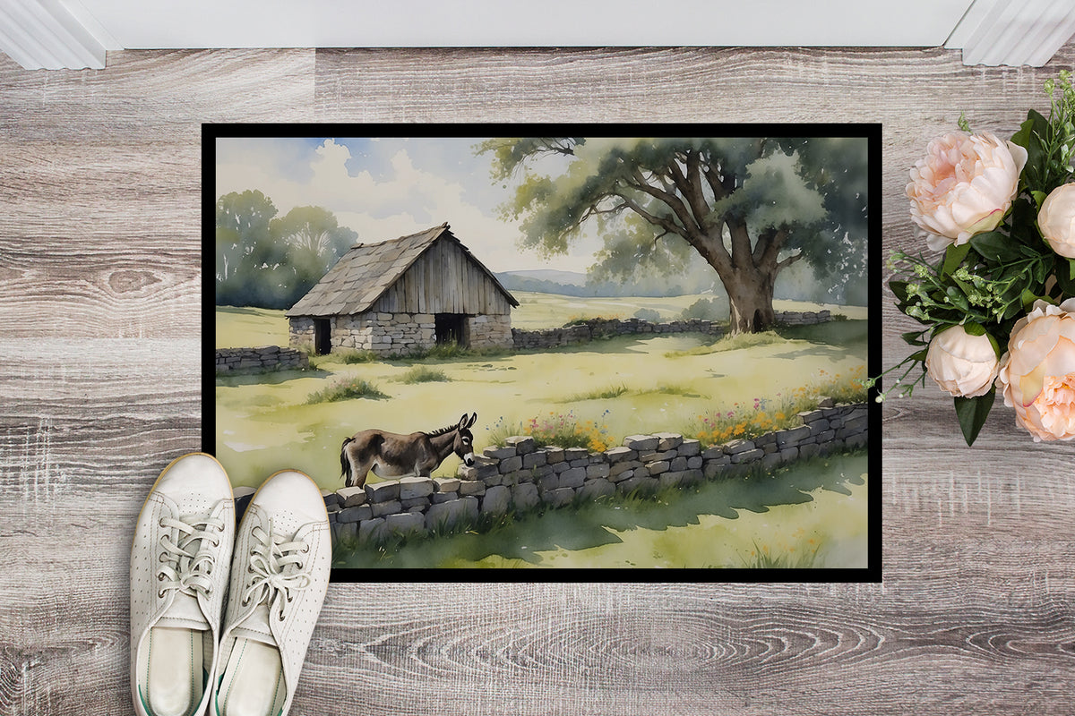Caroline's Treasures Donkey by the Stone Wall Doormat-24x36 Indoor / Outdoor Rug | Made in USA