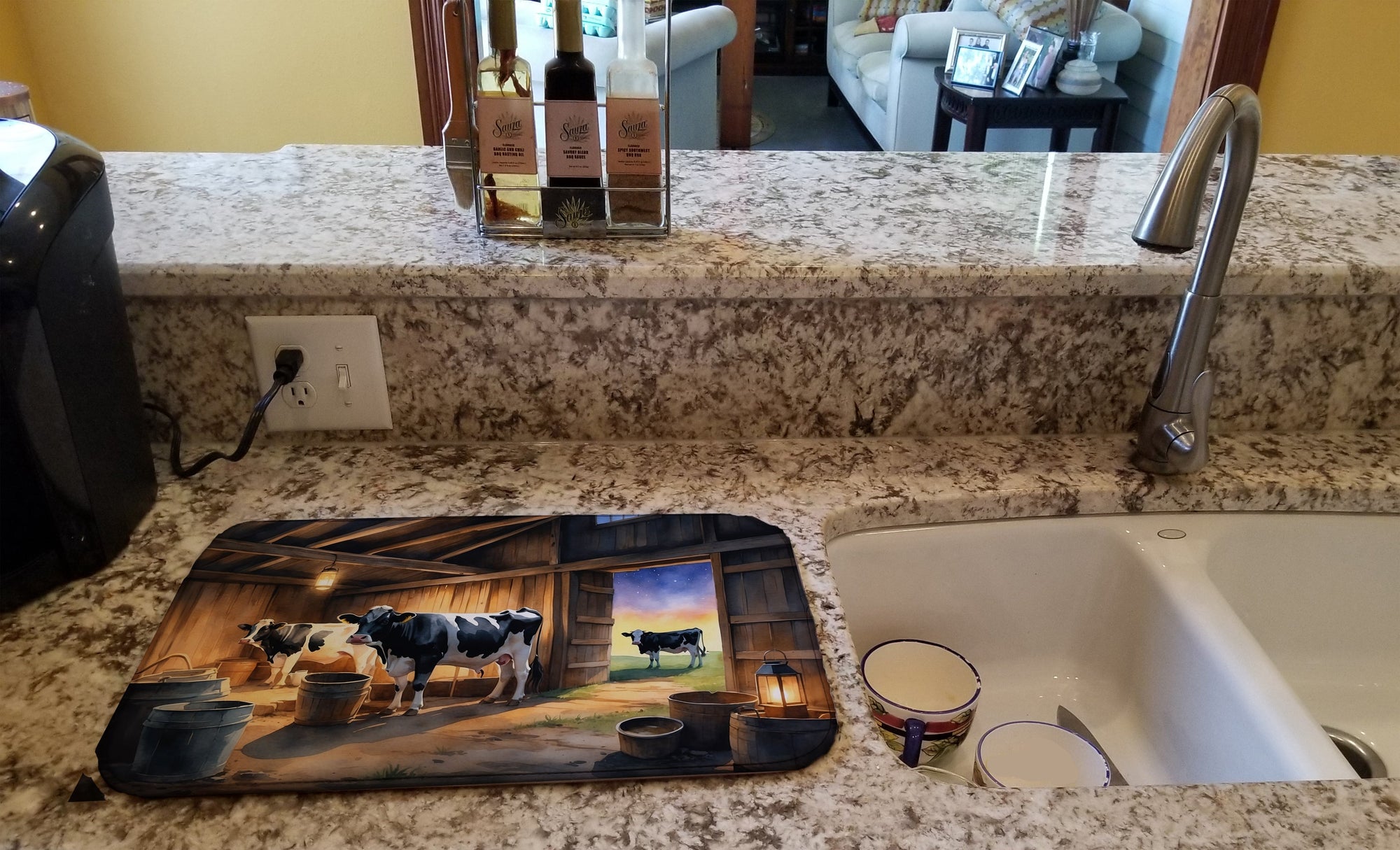 Caroline's Treasures Cows Evening Milking Time Dish Drying Mat