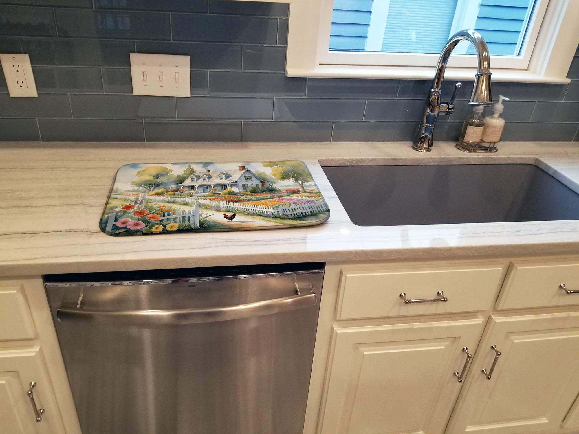 Caroline's Treasures Chicken Farmhouse Garden Dish Drying Mat