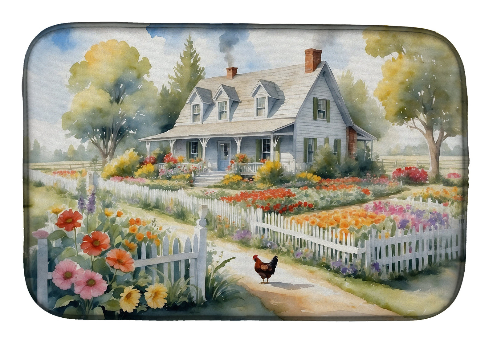 Caroline's Treasures Chicken Farmhouse Garden Dish Drying Mat