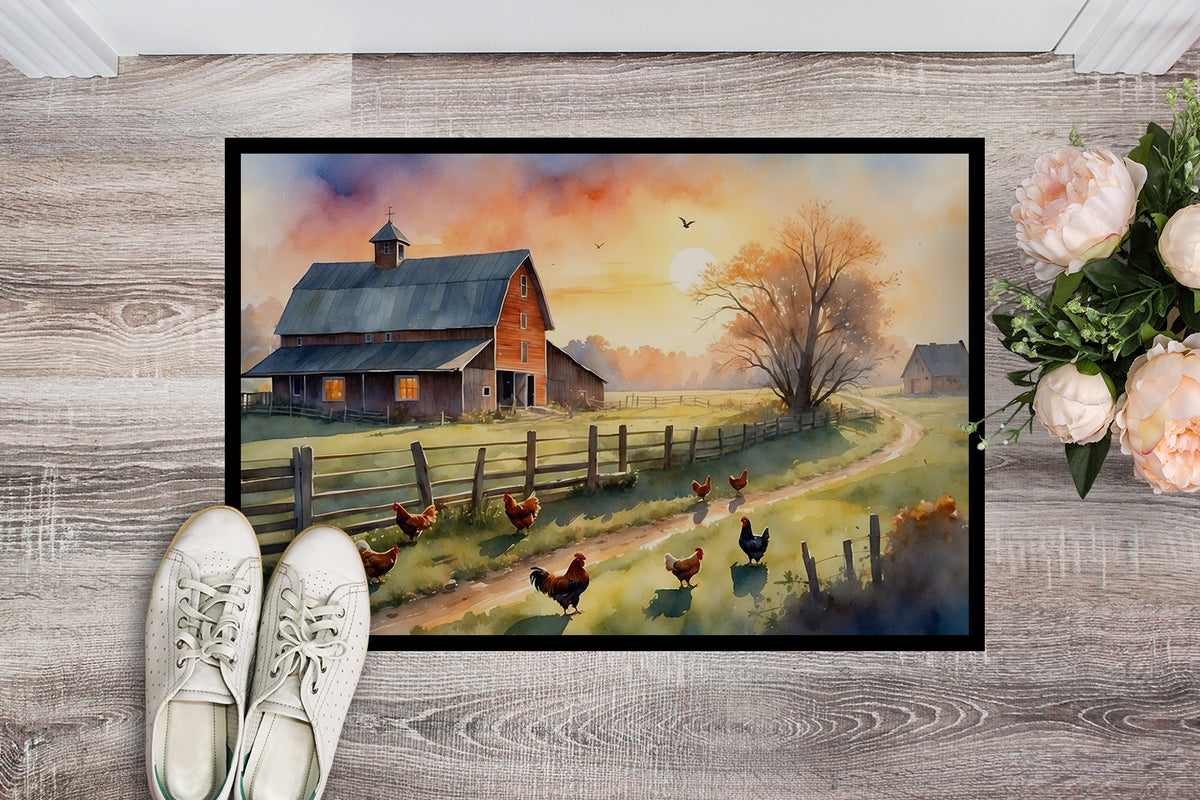Caroline's Treasures Chicken Farmyard Sunrise Doormat
