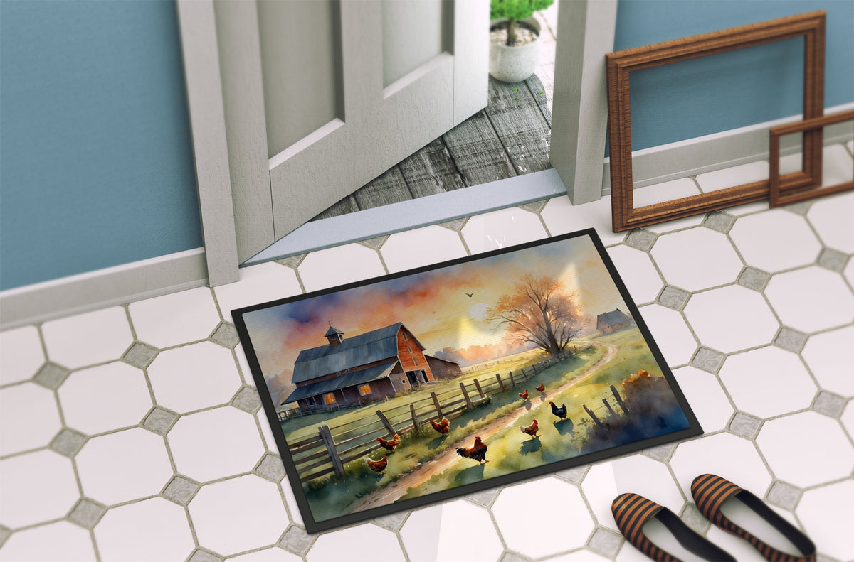 Caroline's Treasures Chicken Farmyard Sunrise Doormat