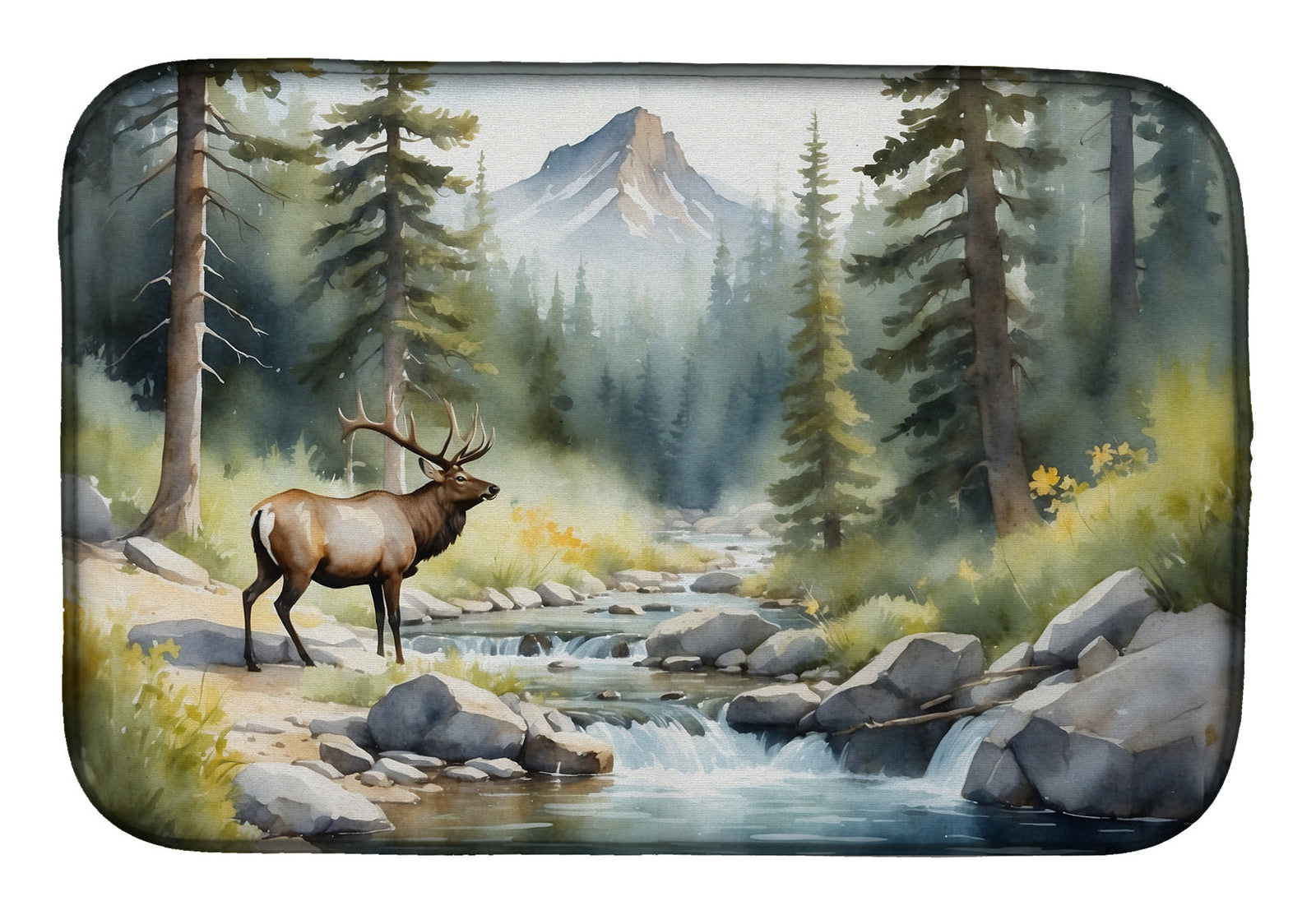 Caroline's Treasures Mountain Stream Elk Dish Drying Mat