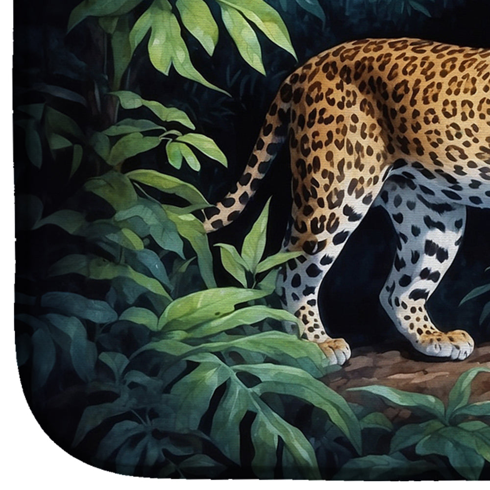 Caroline's Treasures Leopard Nighttime in the Jungle Dish Drying Mat