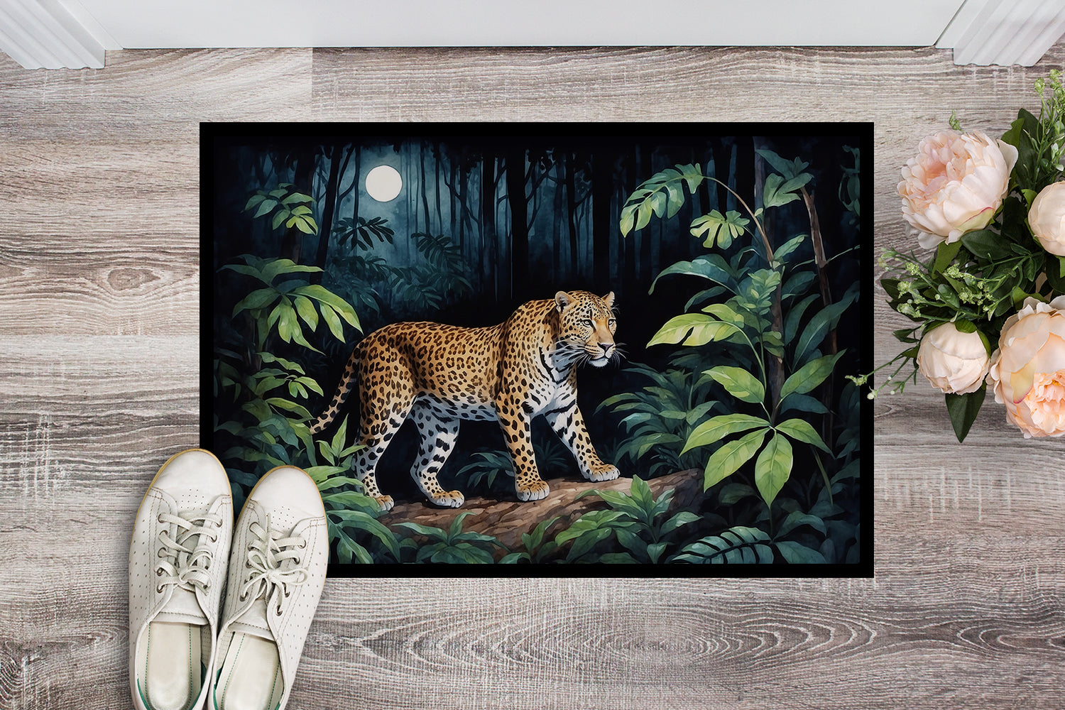 Caroline's Treasures Leopard Nighttime in the Jungle Doormat-24x36 Indoor / Outdoor Rug | Made in USA