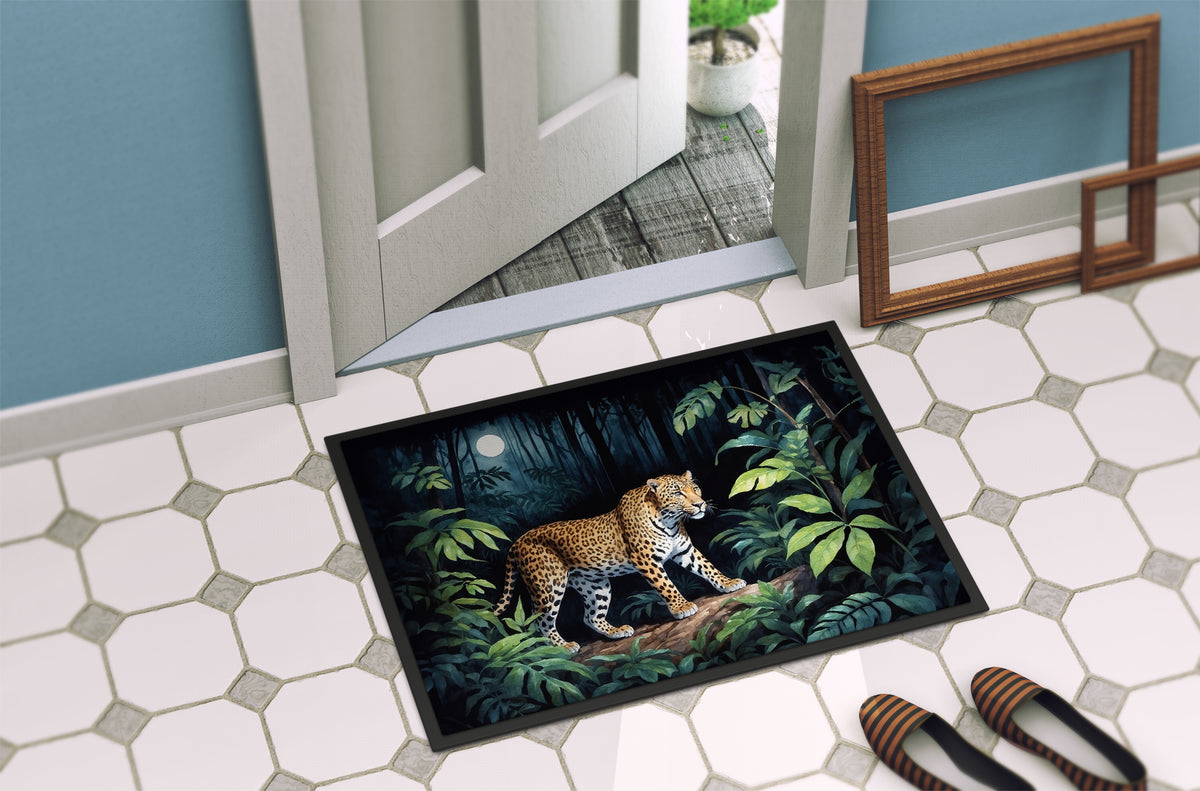 Caroline's Treasures Leopard Nighttime in the Jungle Doormat