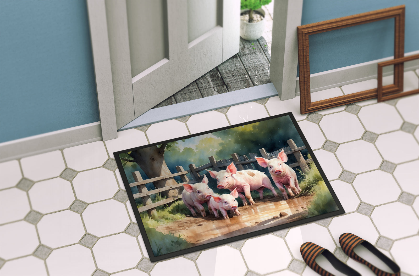 Caroline's Treasures Piglets in the Mud Doormat-24x36 Indoor / Outdoor Rug | Made in USA