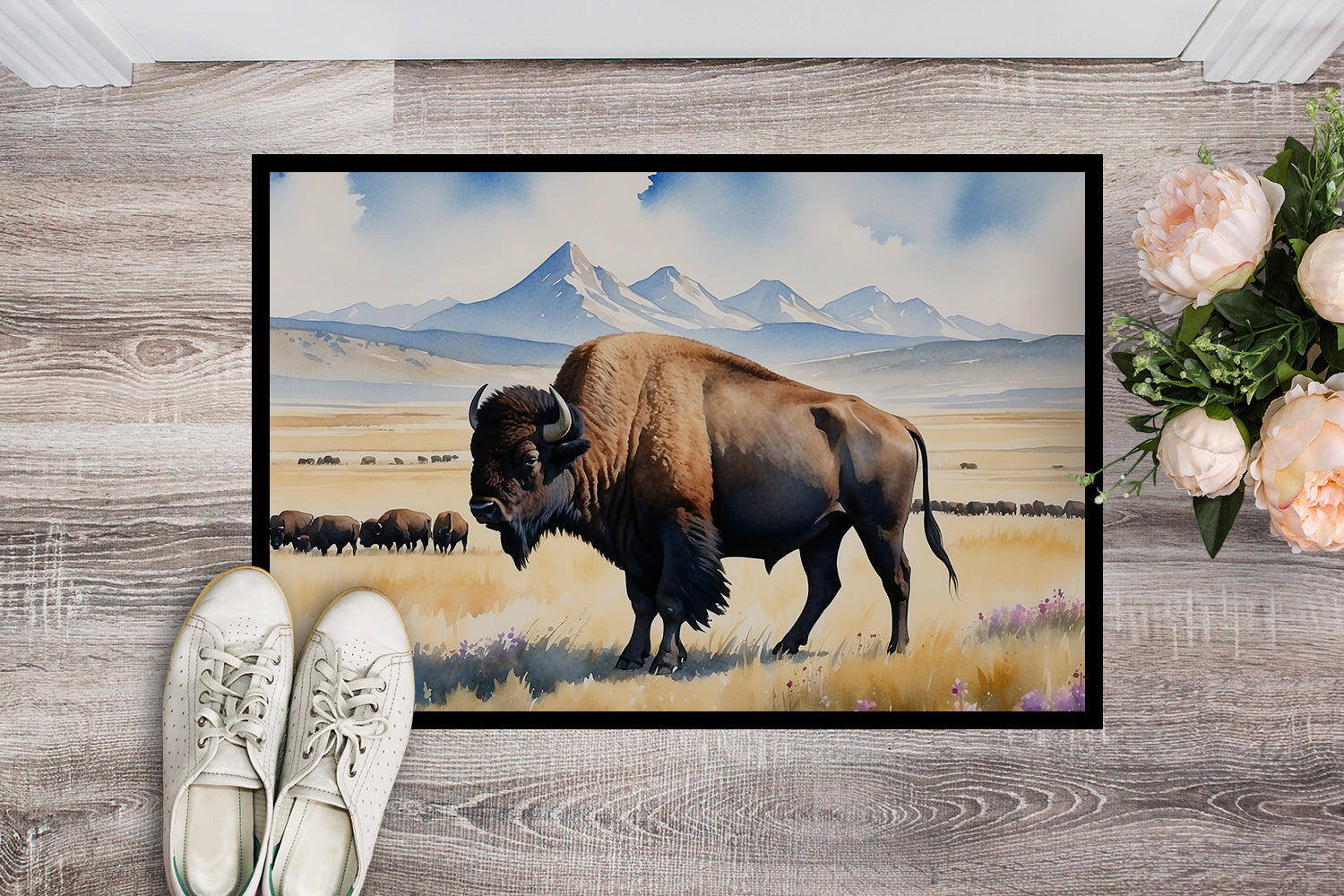 Caroline's Treasures Prairie Bison Doormat-24x36 Indoor / Outdoor Rug | Made in USA
