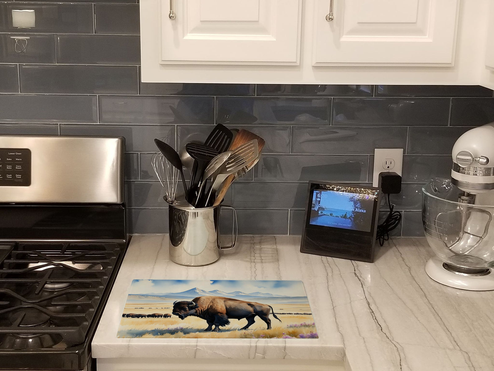 Caroline's Treasures Prairie Bison Glass Cutting Boards – Durable, Decorative Kitchen Art