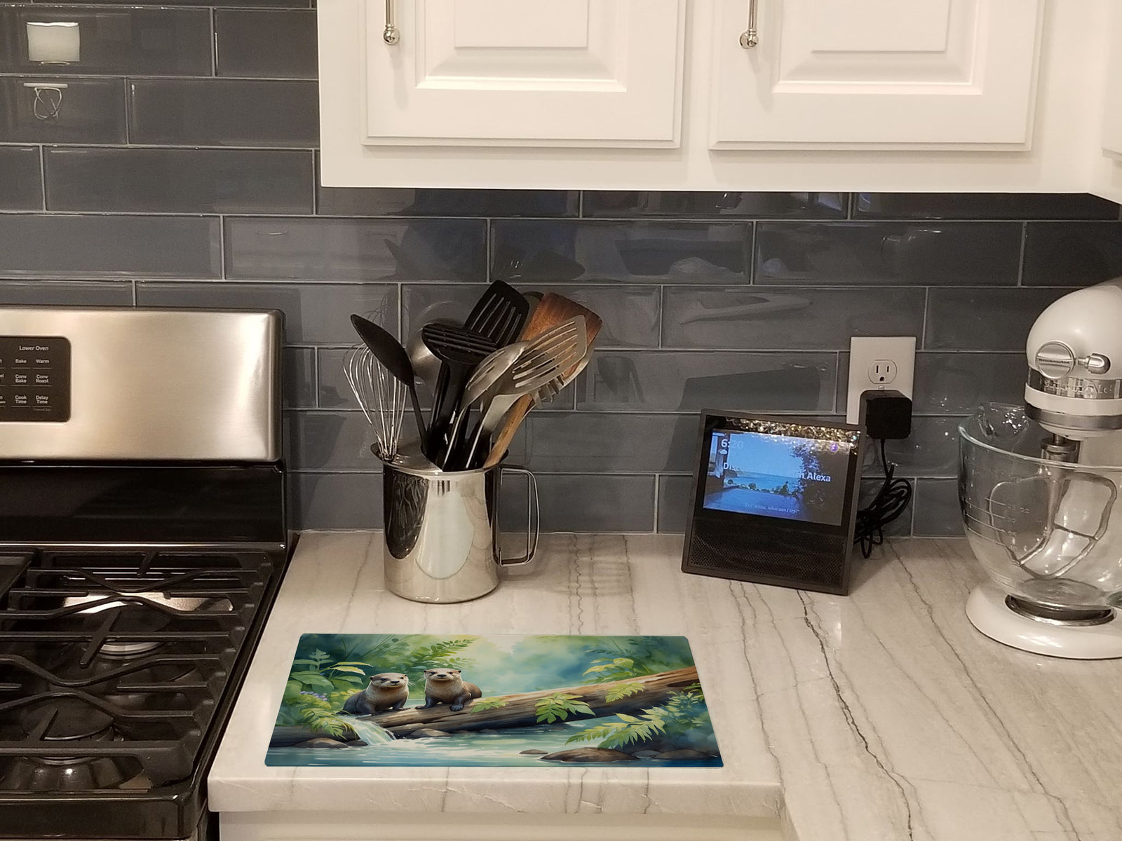 Caroline's Treasures River Otters at Play Glass Cutting Boards – Durable, Decorative Kitchen Art