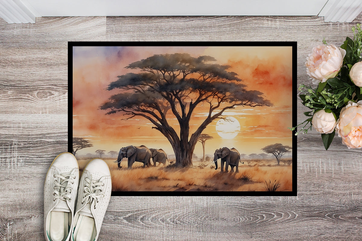 Caroline's Treasures Elephants Savanna Sunrise Doormat-24x36 Indoor / Outdoor Rug | Made in USA