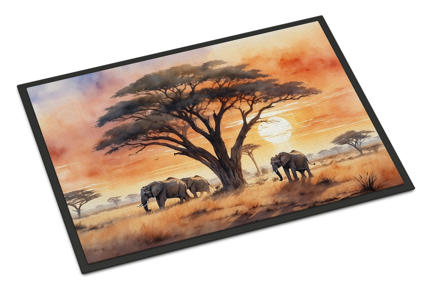 Caroline's Treasures Elephants Savanna Sunrise Doormat-24x36 Indoor / Outdoor Rug | Made in USA