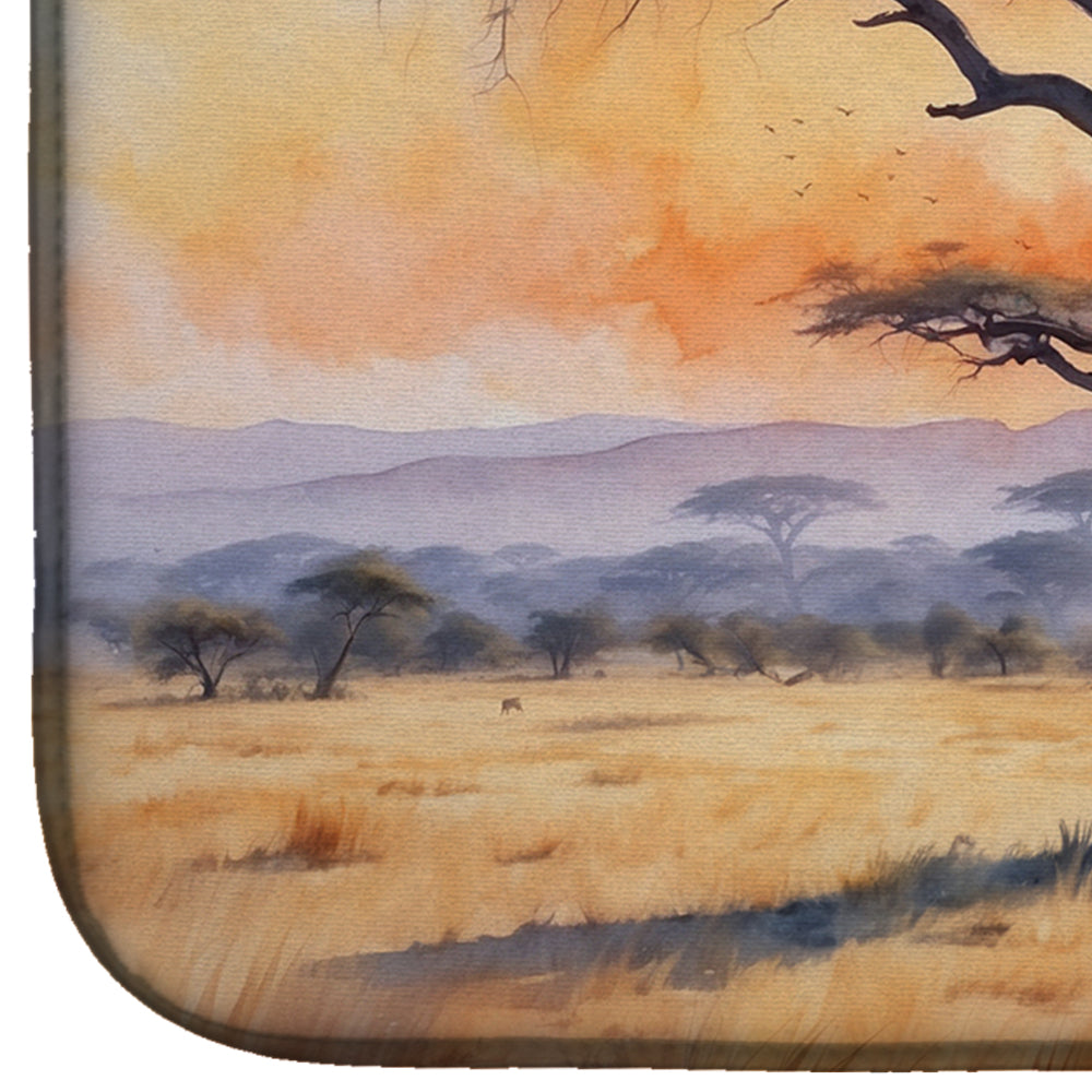 Caroline's Treasures Elephants Savanna Sunrise Dish Drying Mat