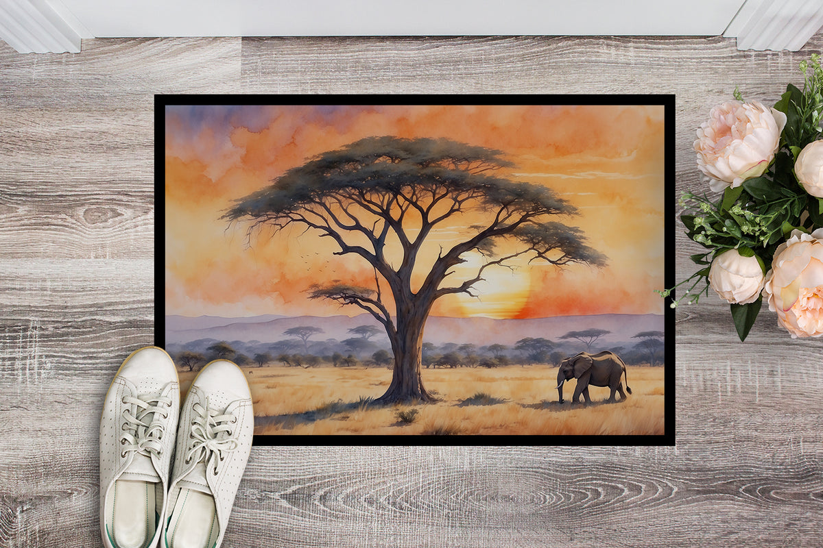 Caroline's Treasures Elephants Savanna Sunrise Doormat-24x36 Indoor / Outdoor Rug | Made in USA