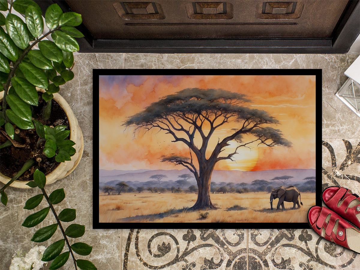 Caroline's Treasures Elephants Savanna Sunrise Doormat-24x36 Indoor / Outdoor Rug | Made in USA