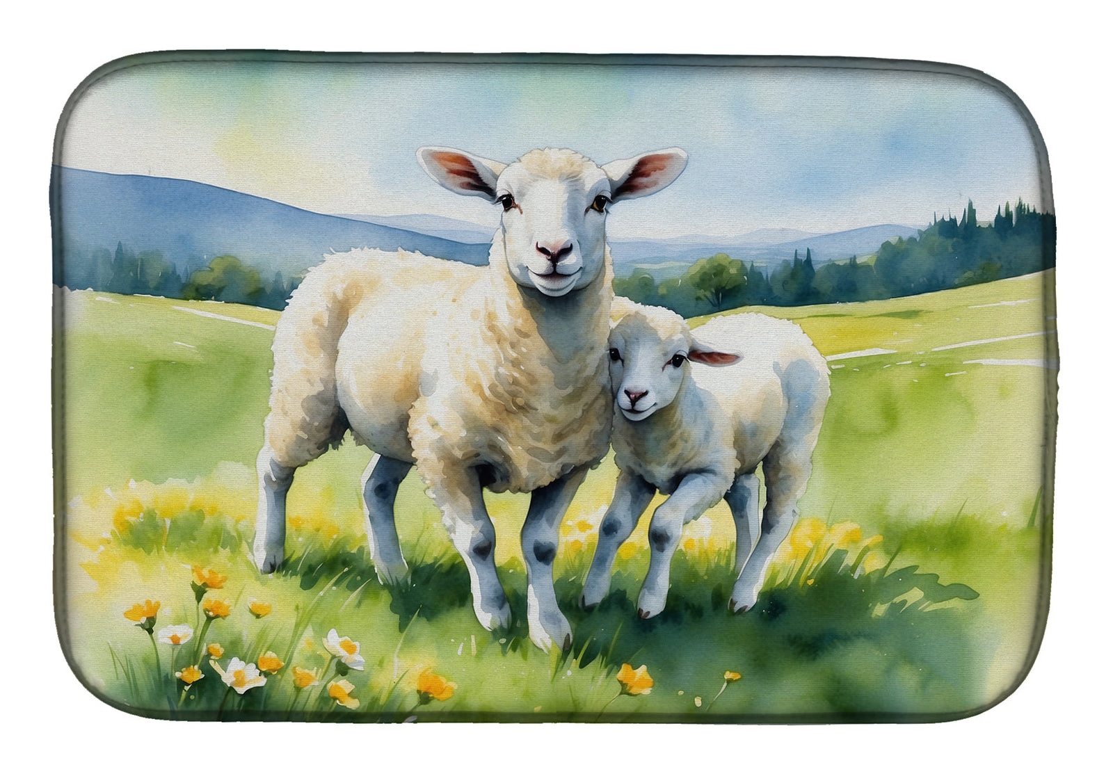 Caroline's Treasures Springtime Lambs Dish Drying Mat
