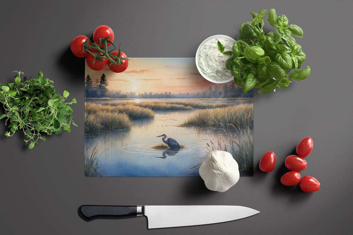 Caroline's Treasures Wetland Wonders Blue Heron Glass Cutting Boards – Durable, Decorative Kitchen Art