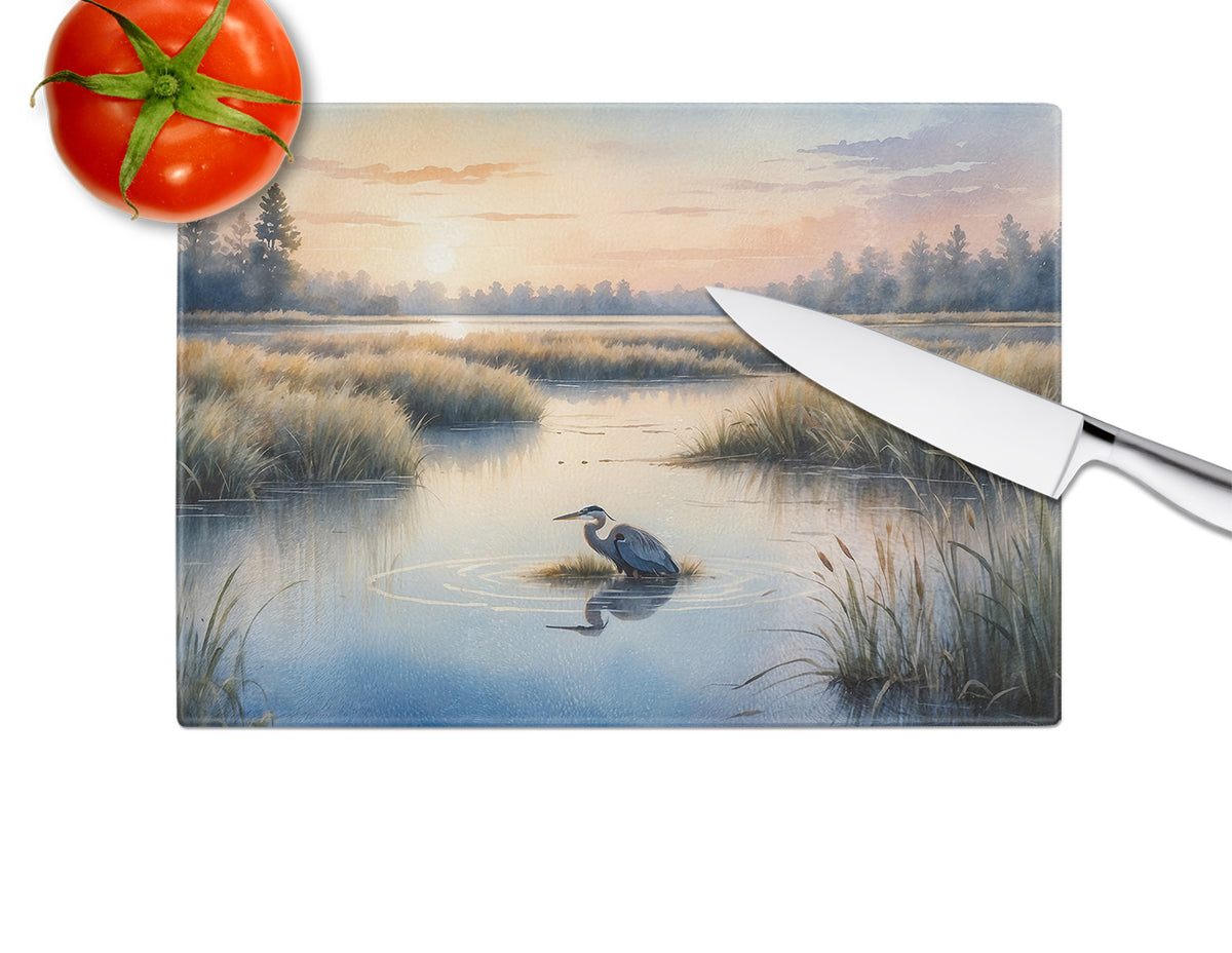 Caroline's Treasures Wetland Wonders Blue Heron Glass Cutting Boards – Durable, Decorative Kitchen Art