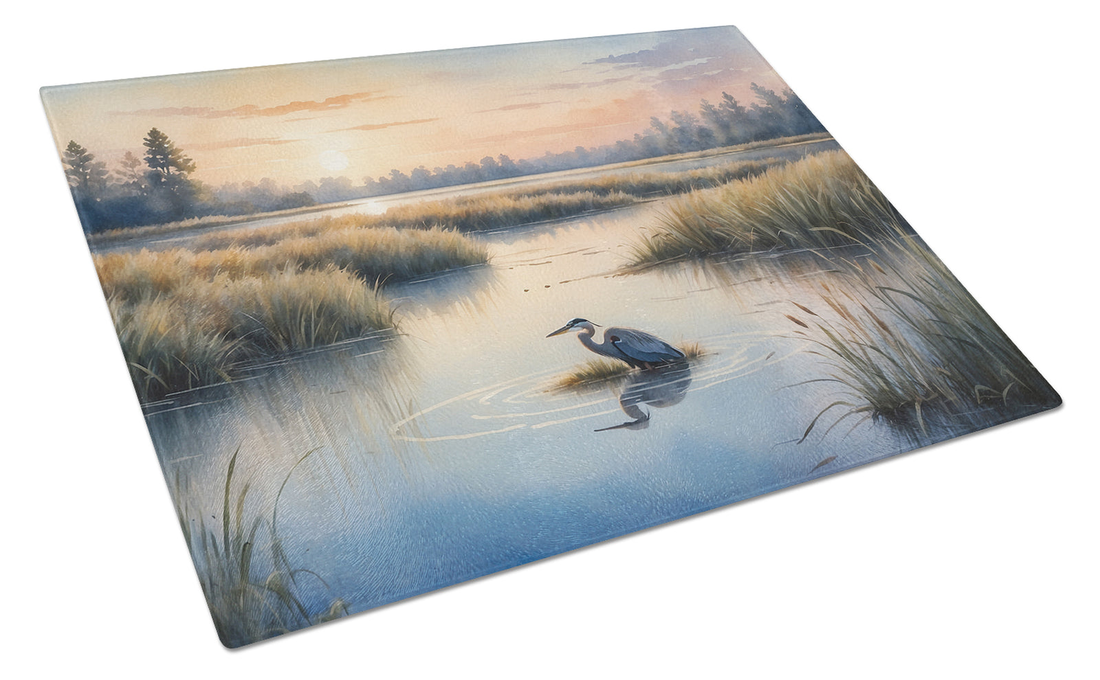 Caroline's Treasures Wetland Wonders Blue Heron Glass Cutting Boards – Durable, Decorative Kitchen Art