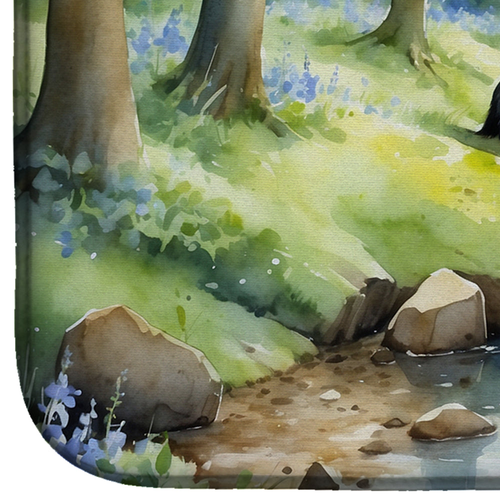 Caroline's Treasures Woodland Spring Badgers Dish Drying Mat