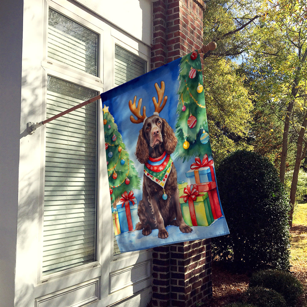 Caroline's Treasures American Water Spaniel Christmas Reindeer House Flag