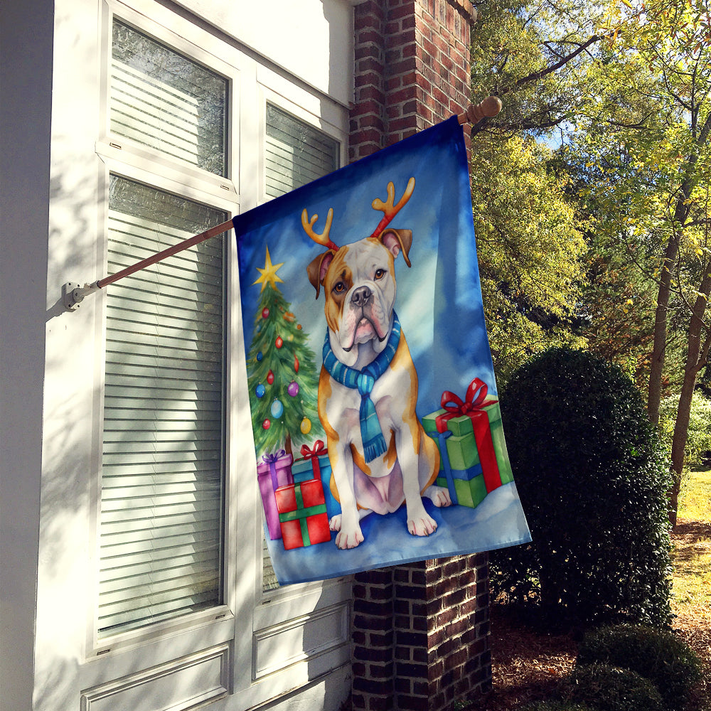 Caroline's Treasures American Bulldog Christmas Reindeer House Flag