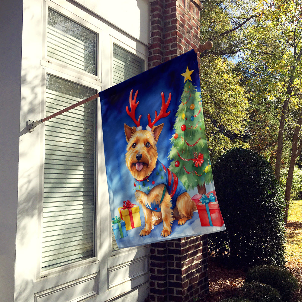 Caroline's Treasures Australian Terrier Christmas Reindeer House Flag