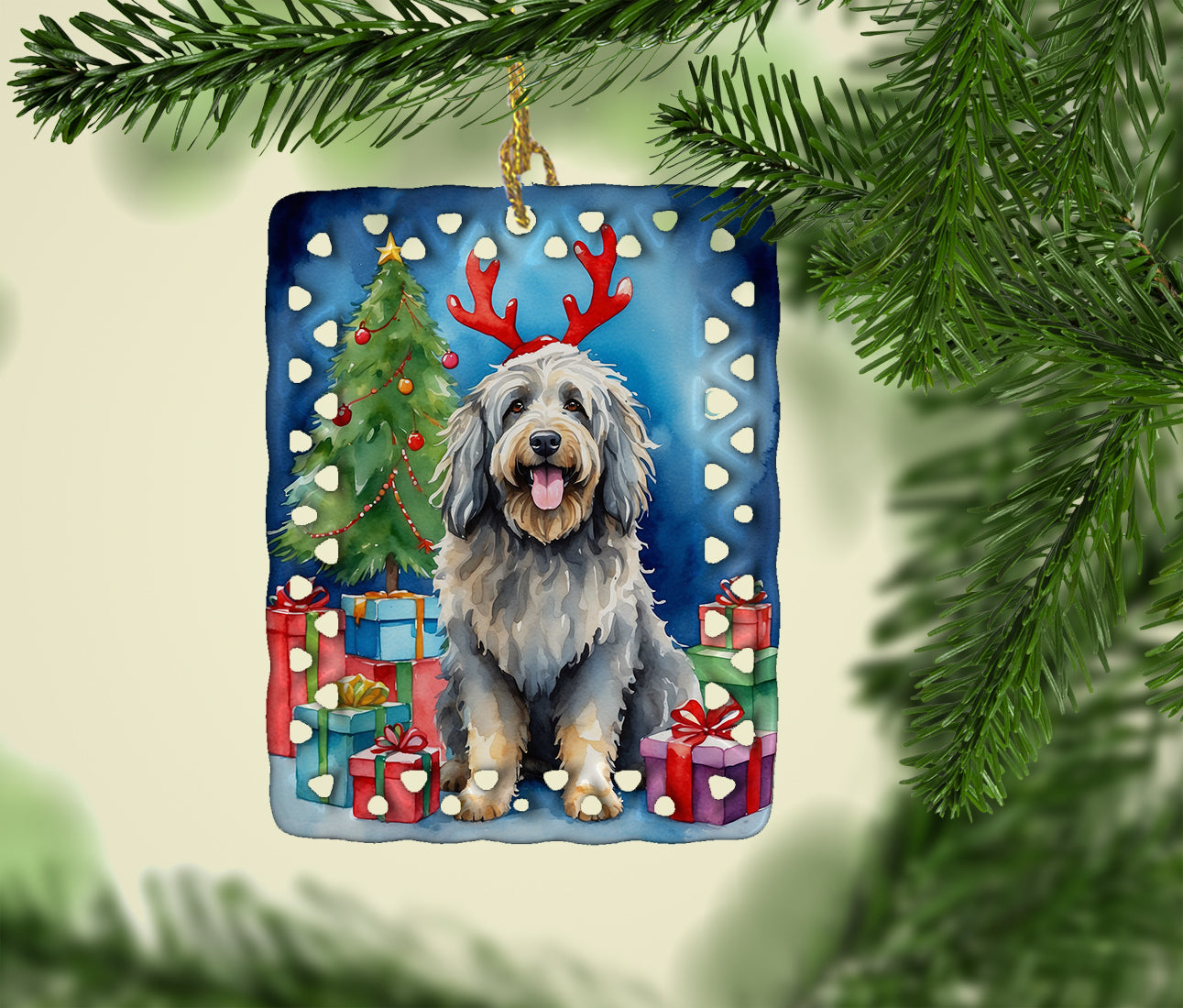 Caroline's Treasures Bergamasco Christmas Reindeer Porcelain Ornament