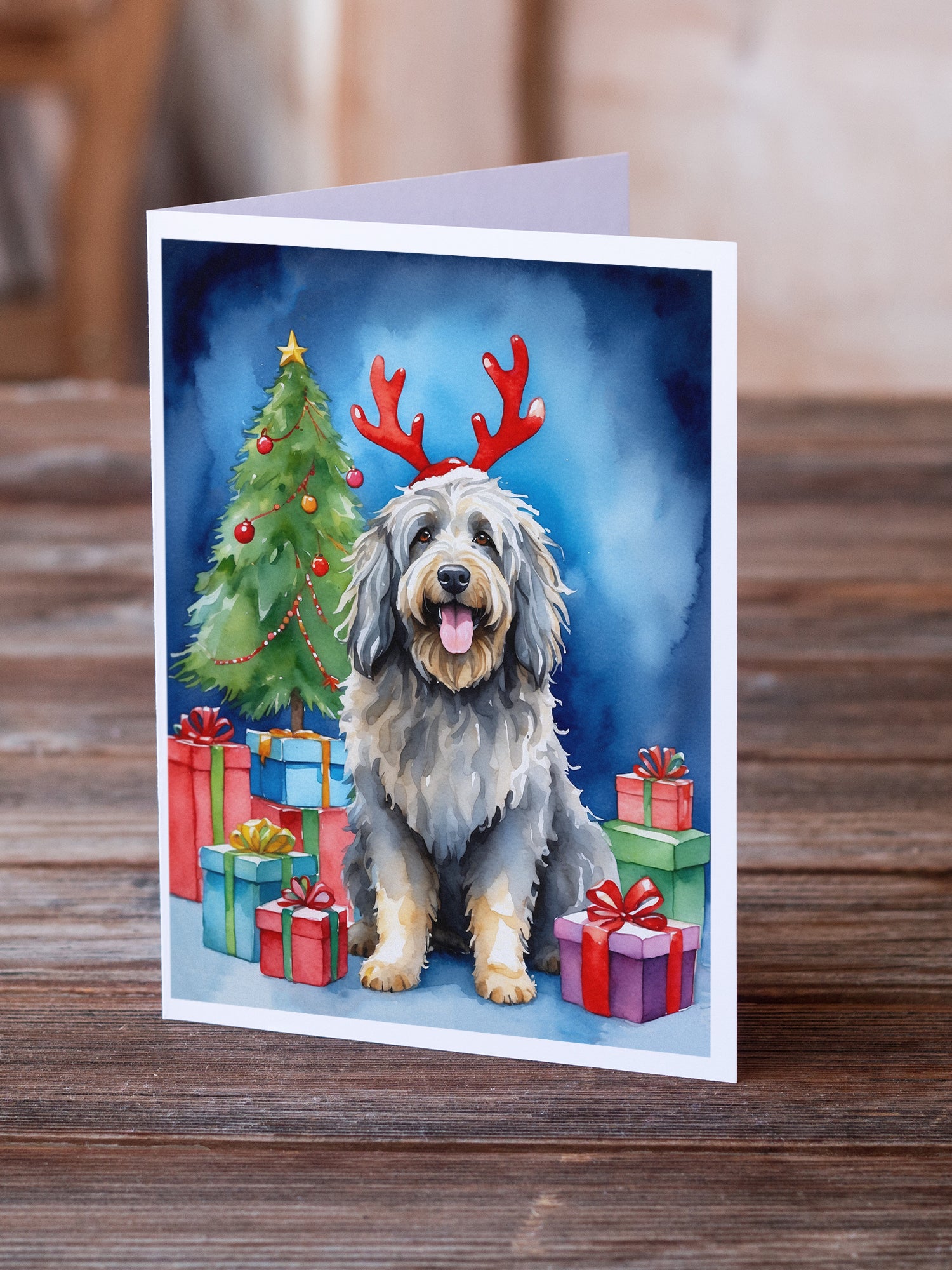 Caroline's Treasures Bergamasco Christmas Reindeer Greeting Cards - Blank Note Cards – 8-Pack of Artist-Designed Cards with Envelopes