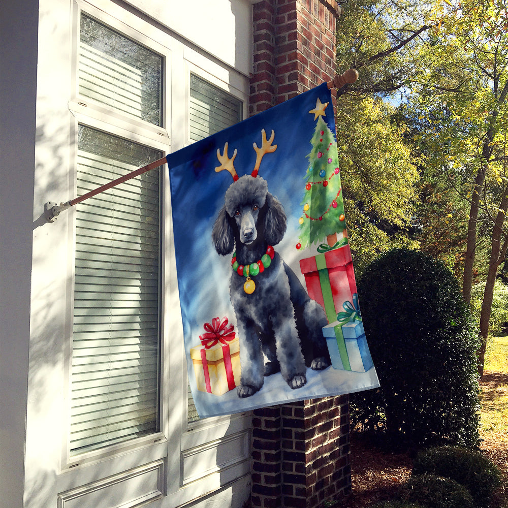 Caroline's Treasures Black Standard Poodle Christmas Reindeer House Flag
