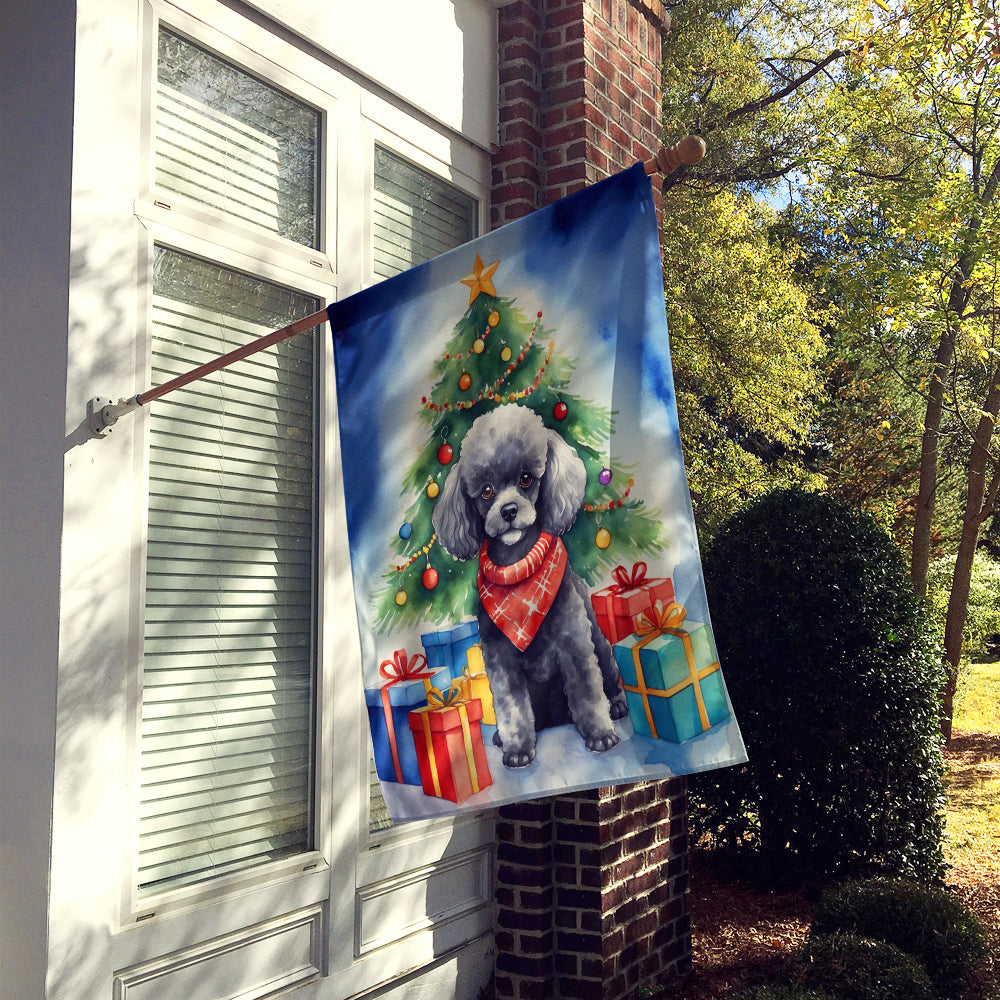 Caroline's Treasures Black Toy Poodle Christmas Reindeer House Flag