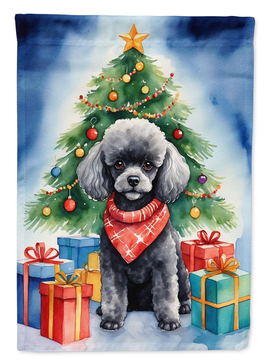 Caroline's Treasures Black Toy Poodle Christmas Reindeer House Flag