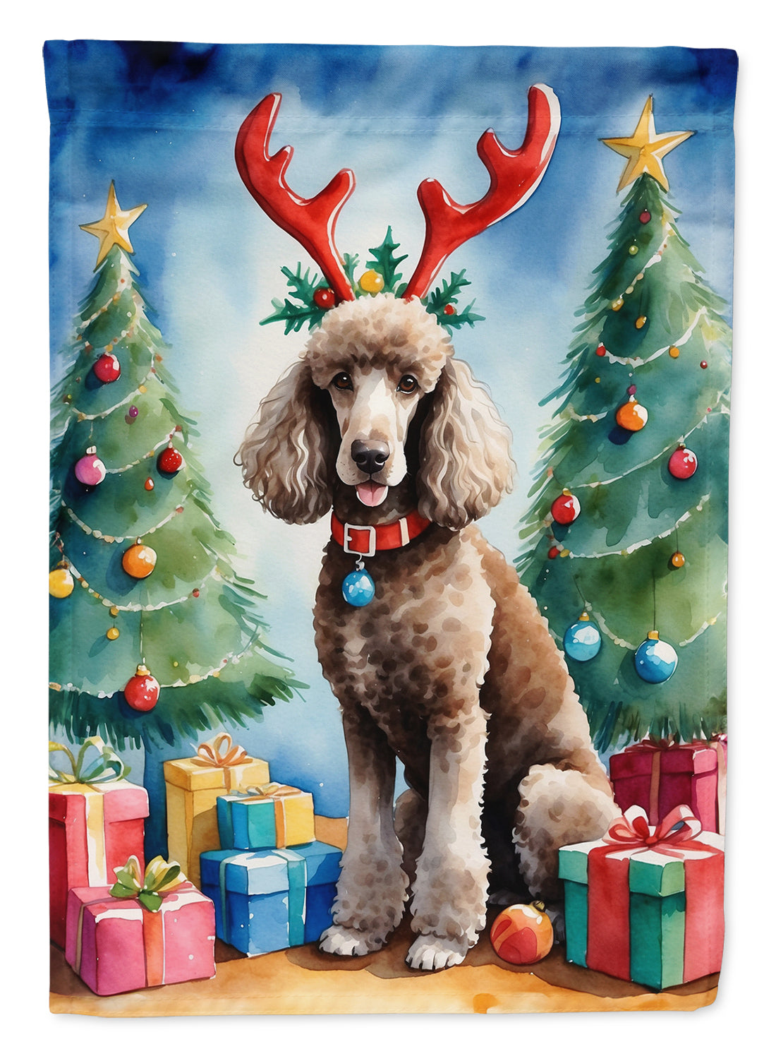 Caroline's Treasures Chocolate Standard Poodle Christmas Reindeer House Flag