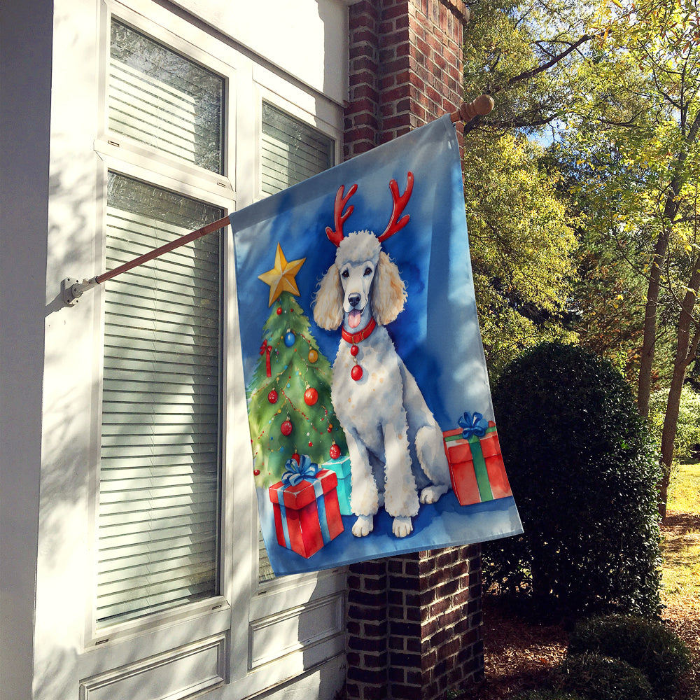Caroline's Treasures White Standard Poodle Christmas Reindeer House Flag