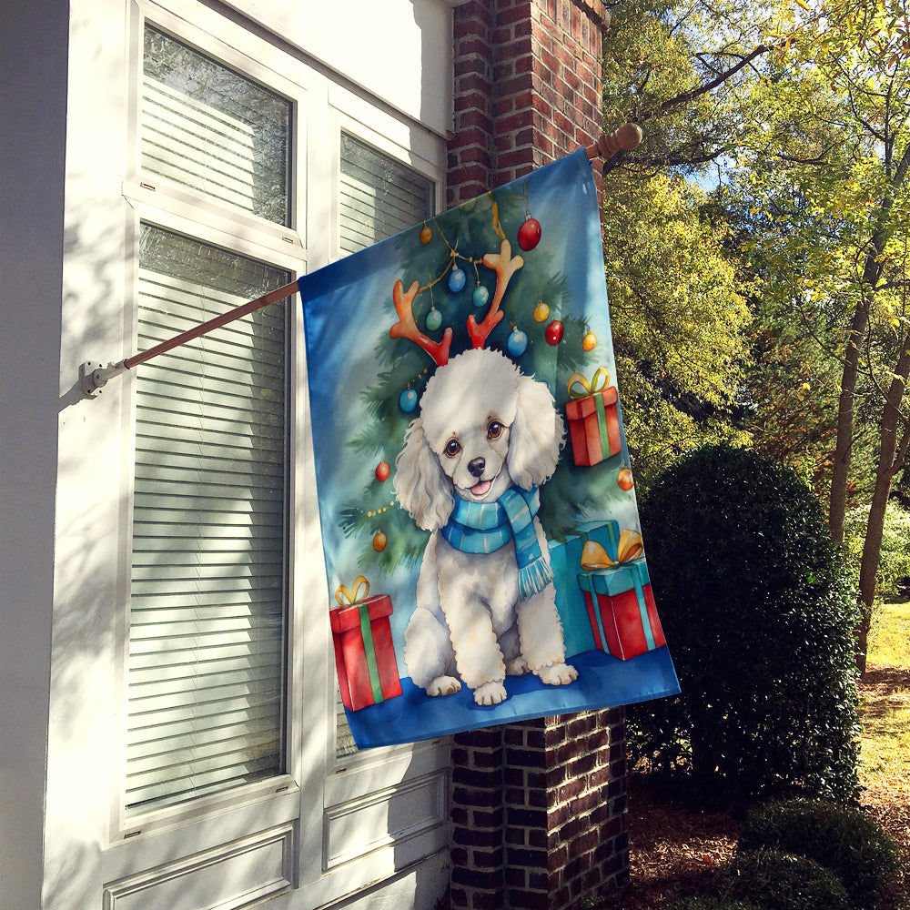 Caroline's Treasures White Toy Poodle Christmas Reindeer House Flag